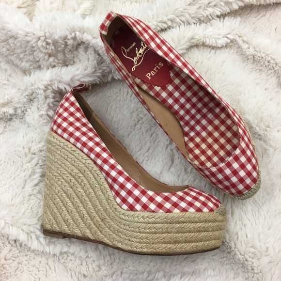 Christian Louboutin Shoes - Louboutin Espadrilles Red Checked GUC Sz 38